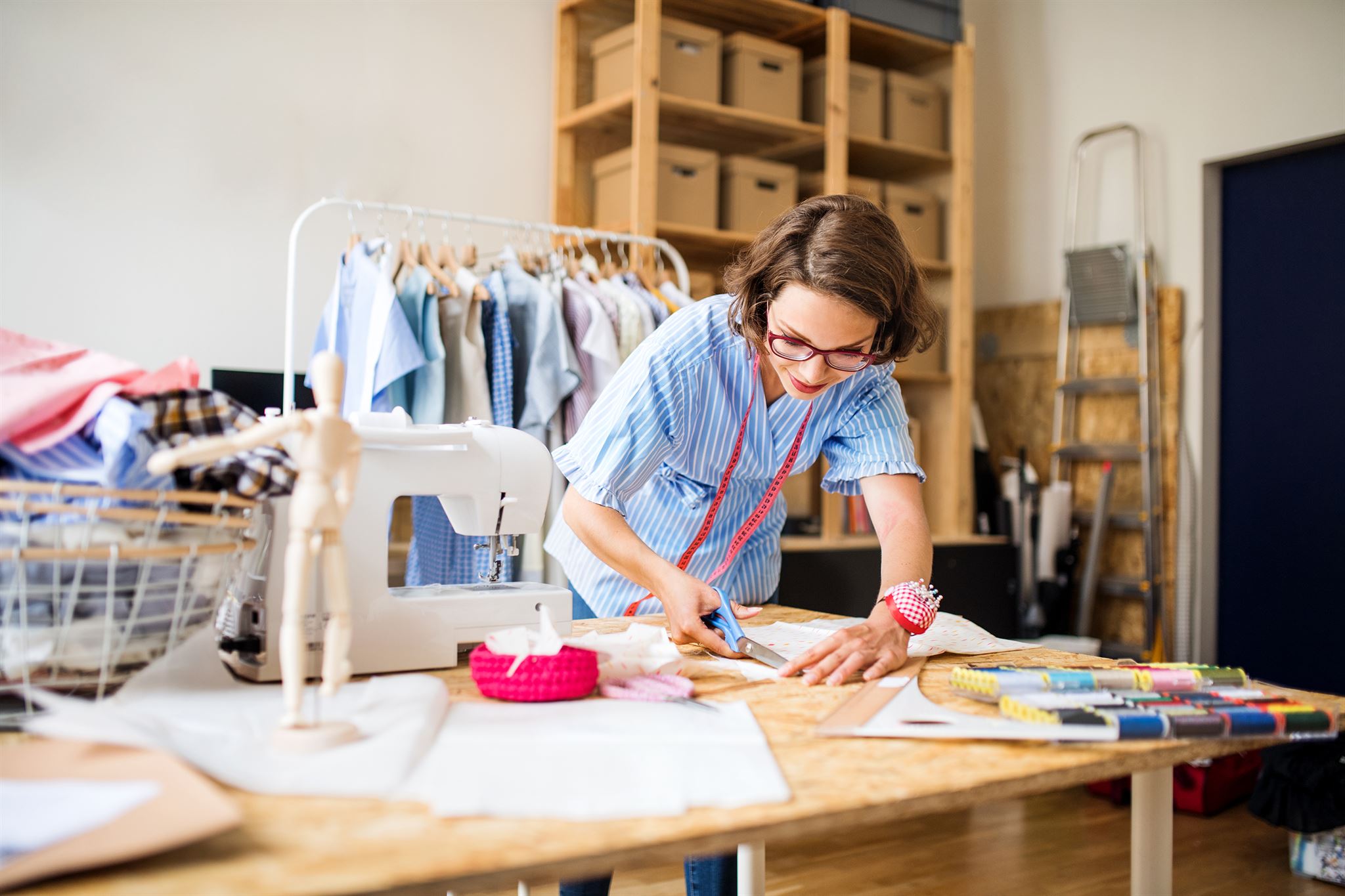 Fashion designer sketching new collection