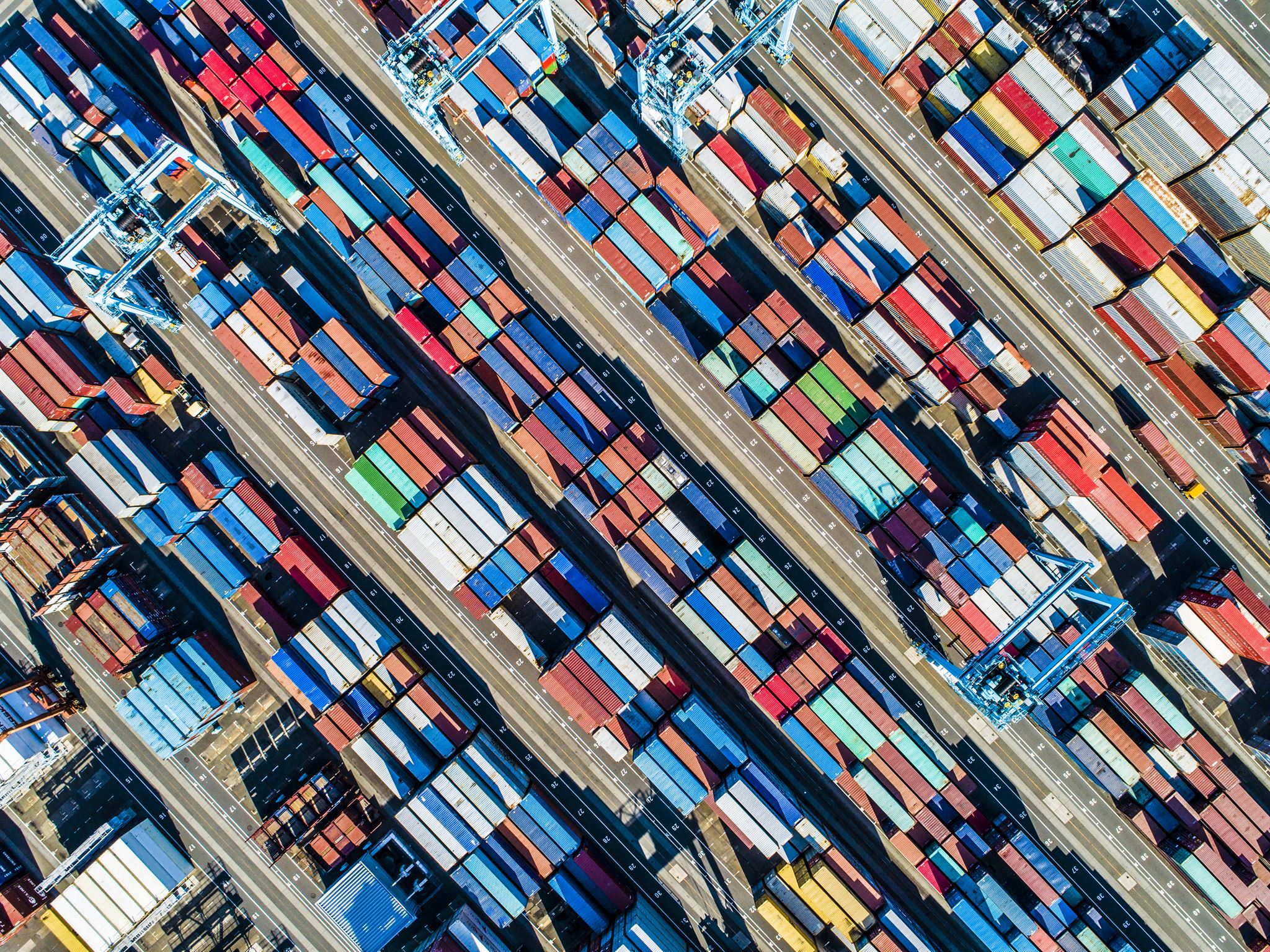 Container ship at loading dock