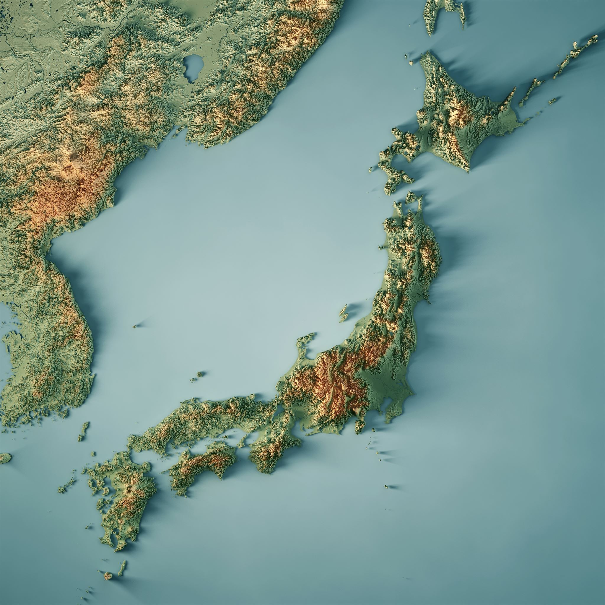 Map connecting Japan and Middle East