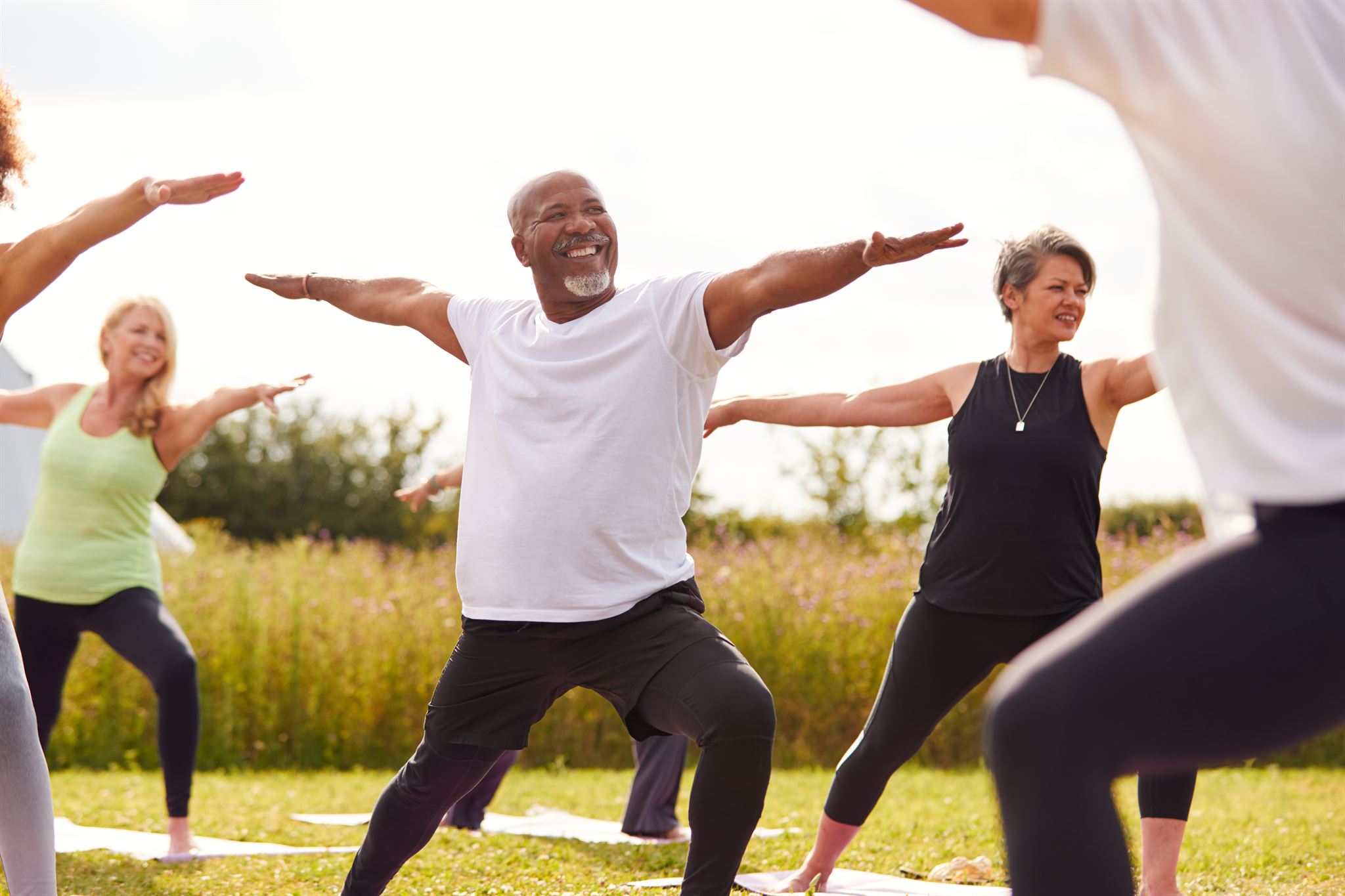 Group wellness activity outdoors