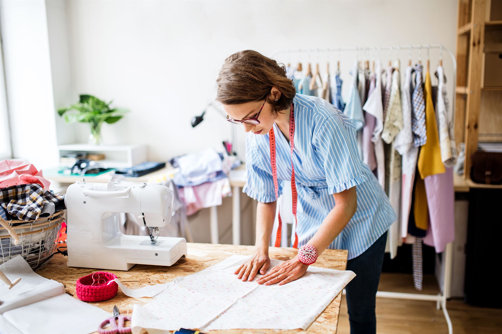 Buyer reviewing garment samples