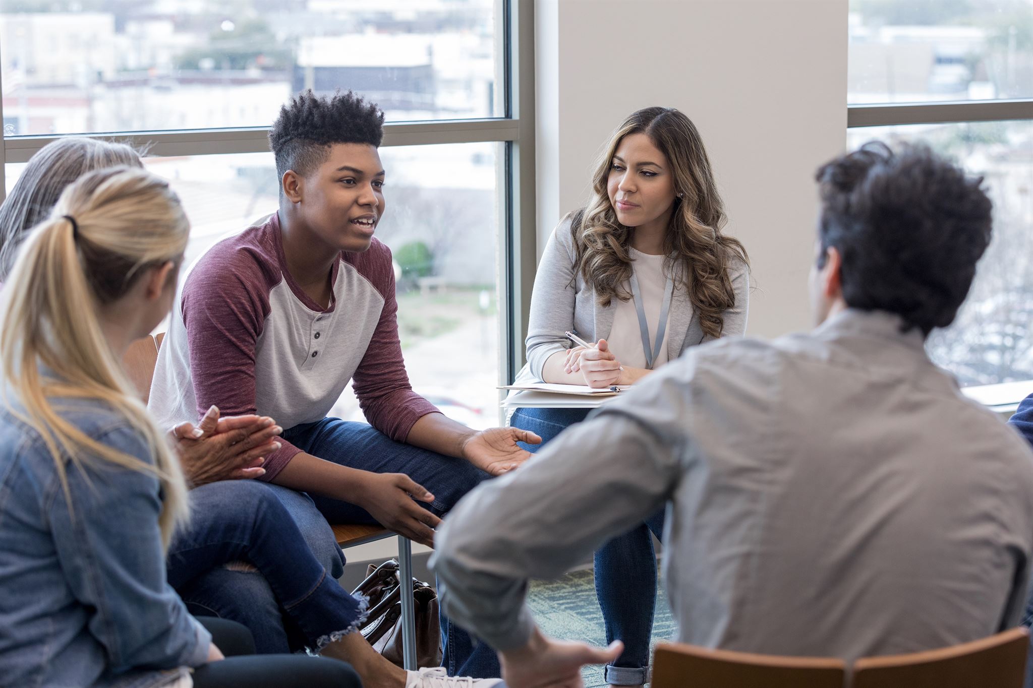 Diverse group in community meeting