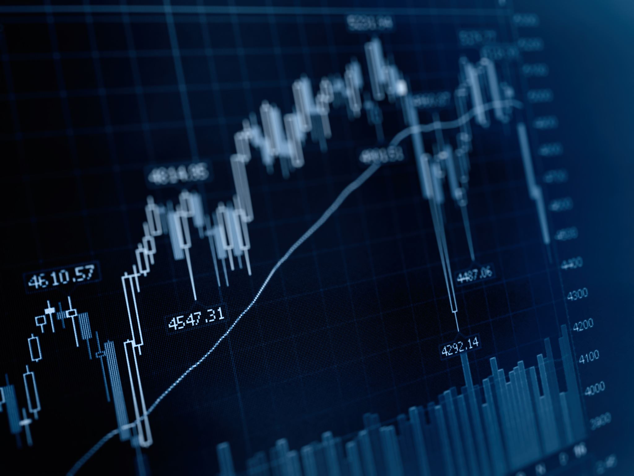 Financial reports on a screen
