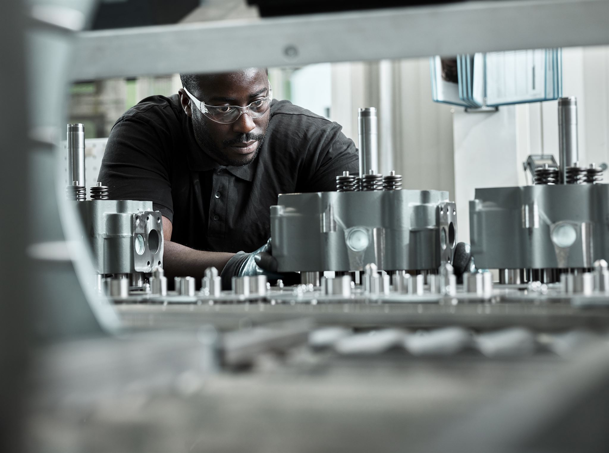 Precision CNC machine operating