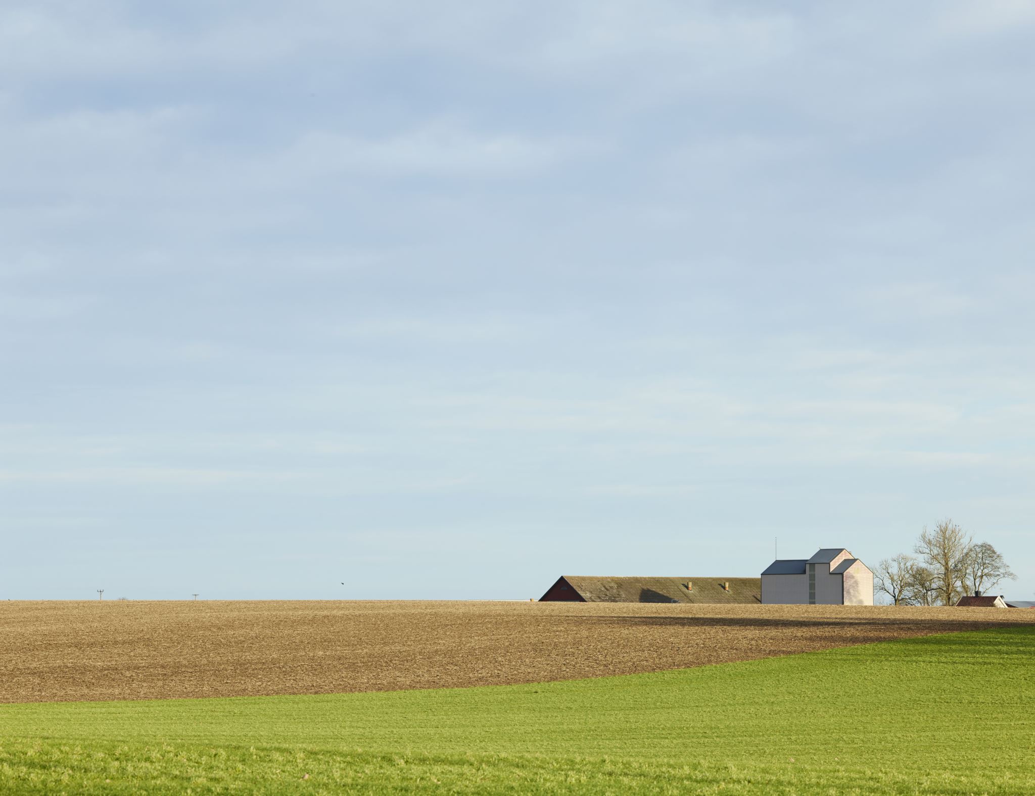 Farm landscape with fields and sky