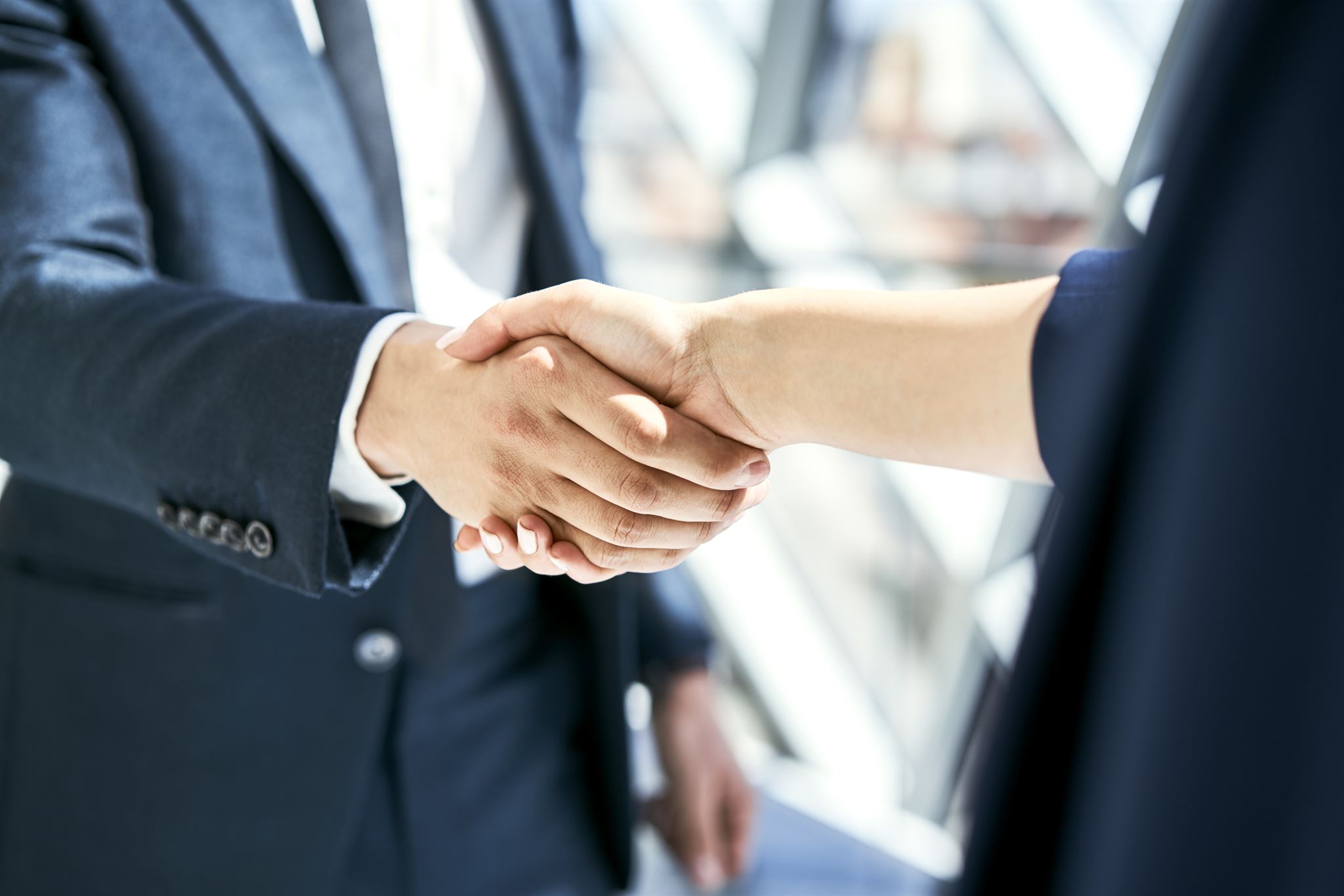 Business handshake between supplier and company representative