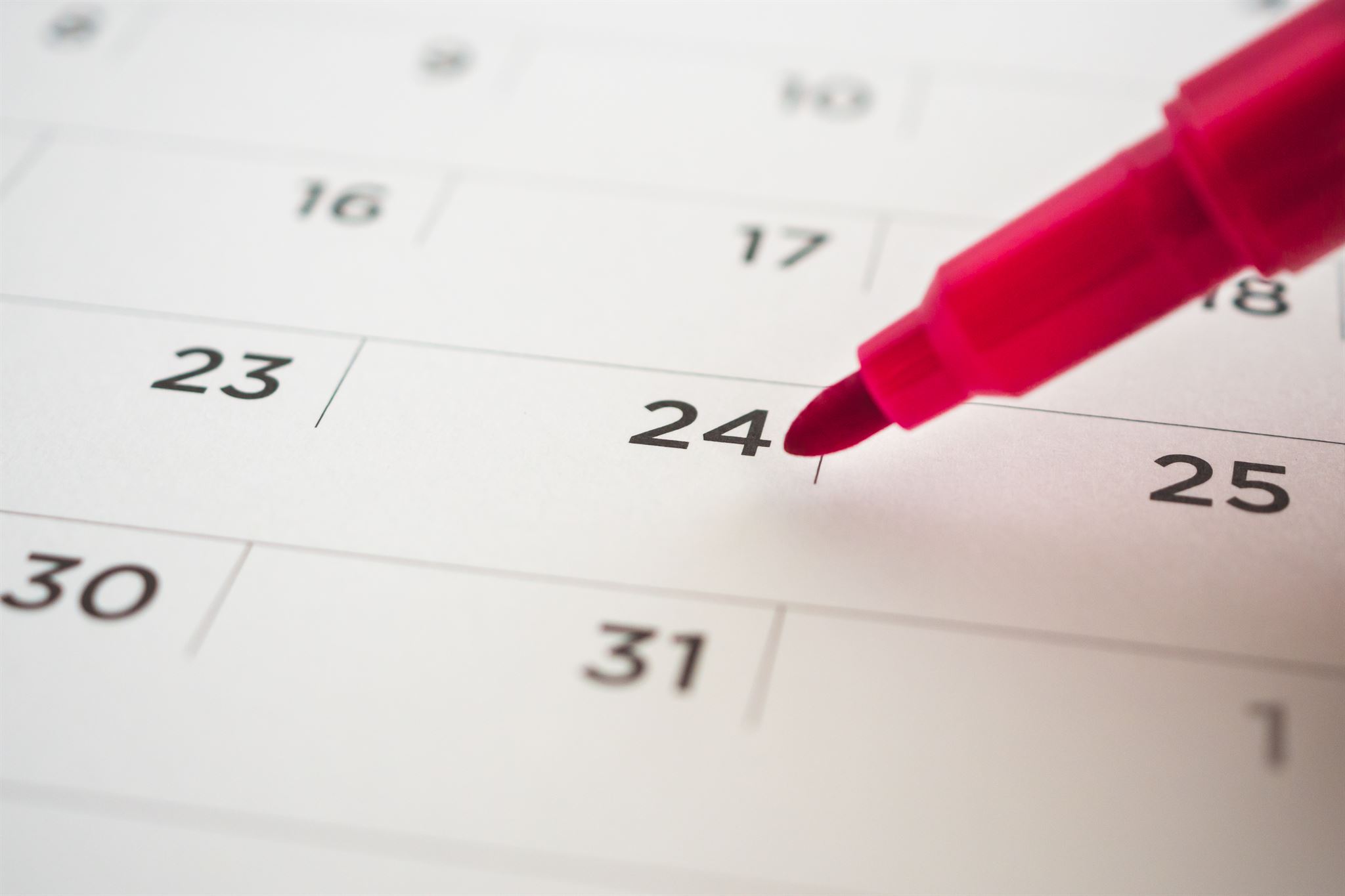 Calendar with check marks