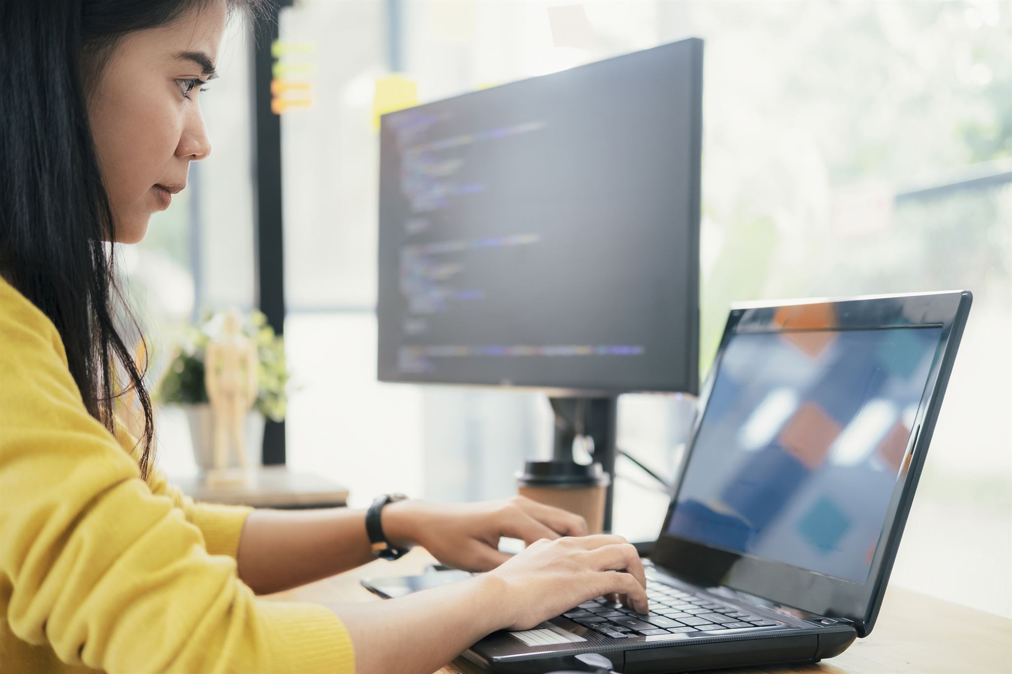 Person using assistive technology on computer