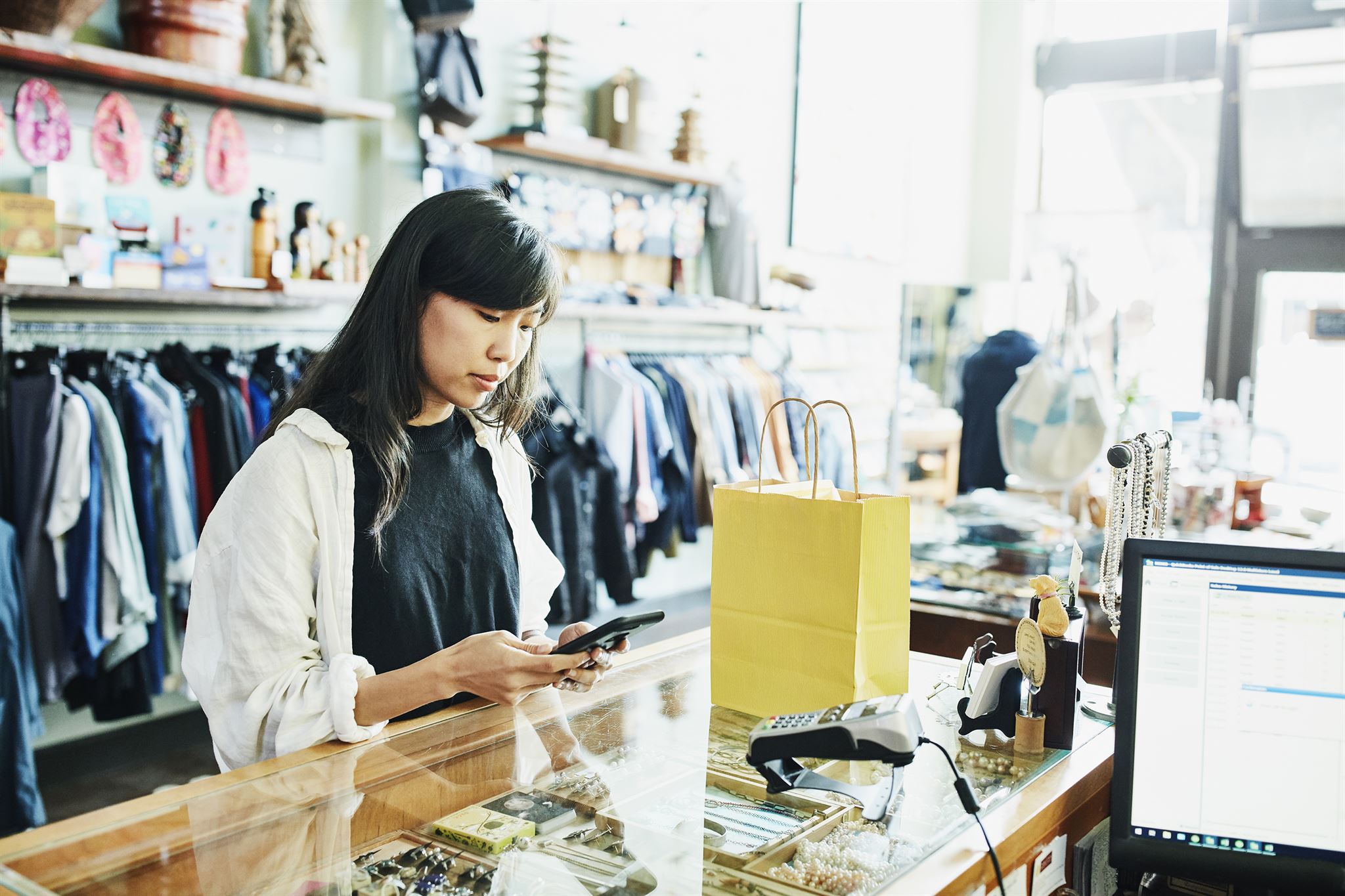 Customer using loyalty app on phone