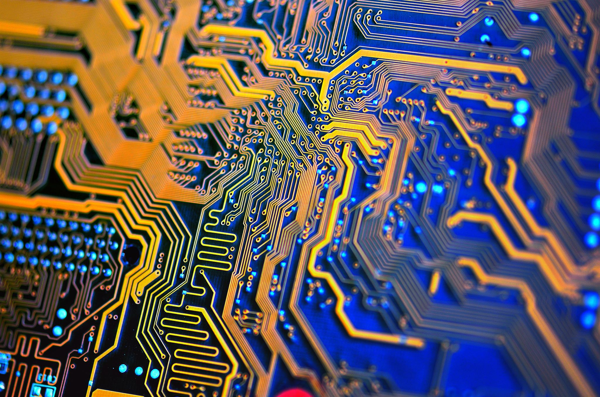 Digital cybernetic circuit board close-up
