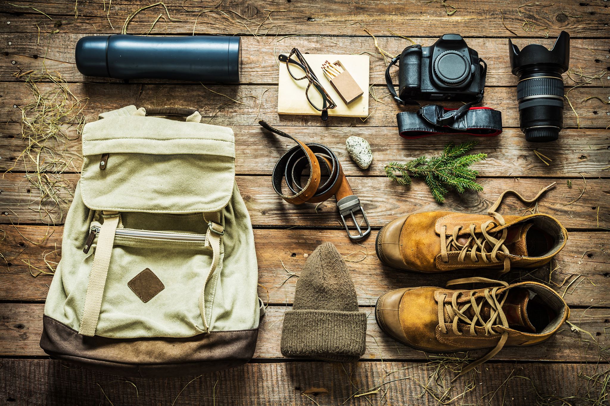 Traveler with safari gear