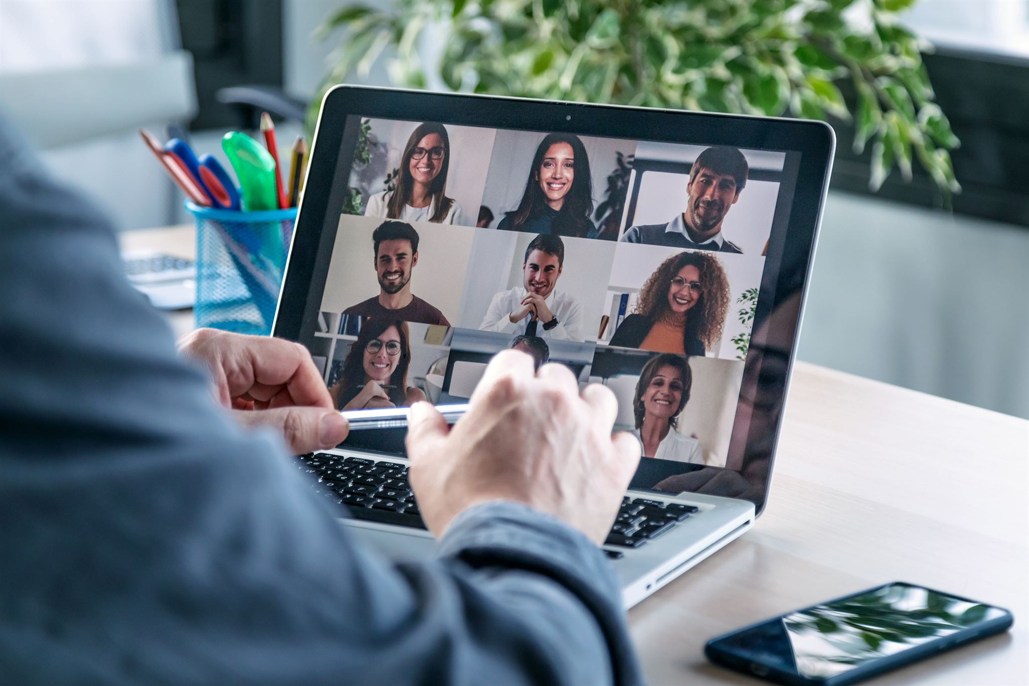Employee accessing training resources on laptop
