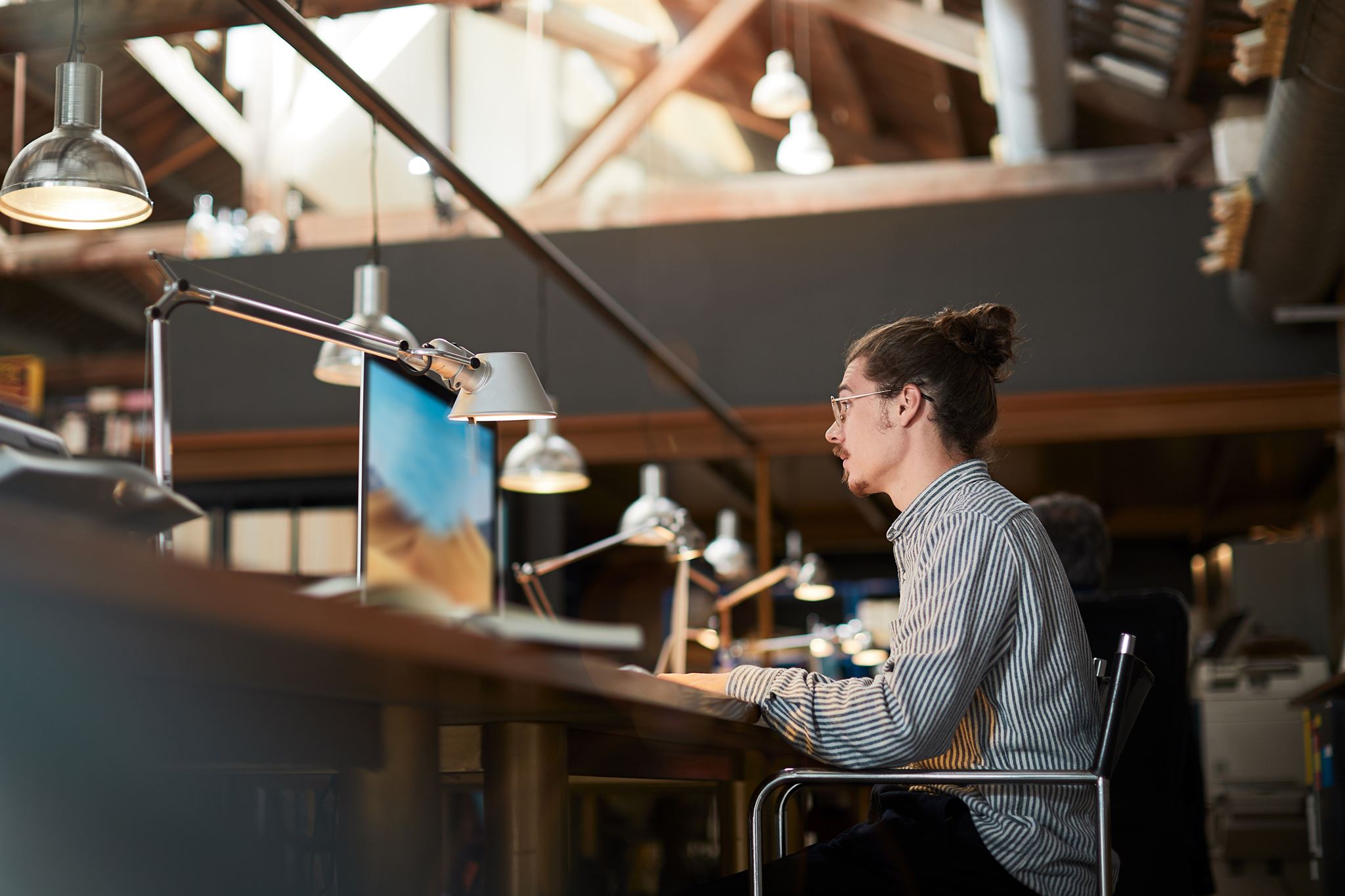 IT professional working on laptop