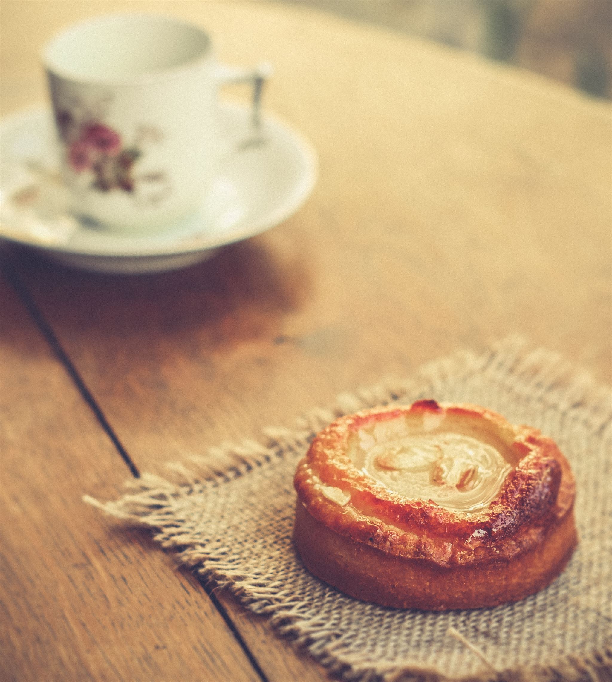 Artisan coffee with pastries on wooden table